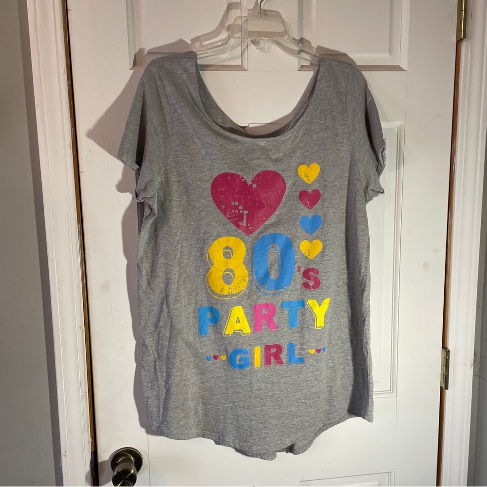 Gray 80's Party Girl Ladies T-Shirt